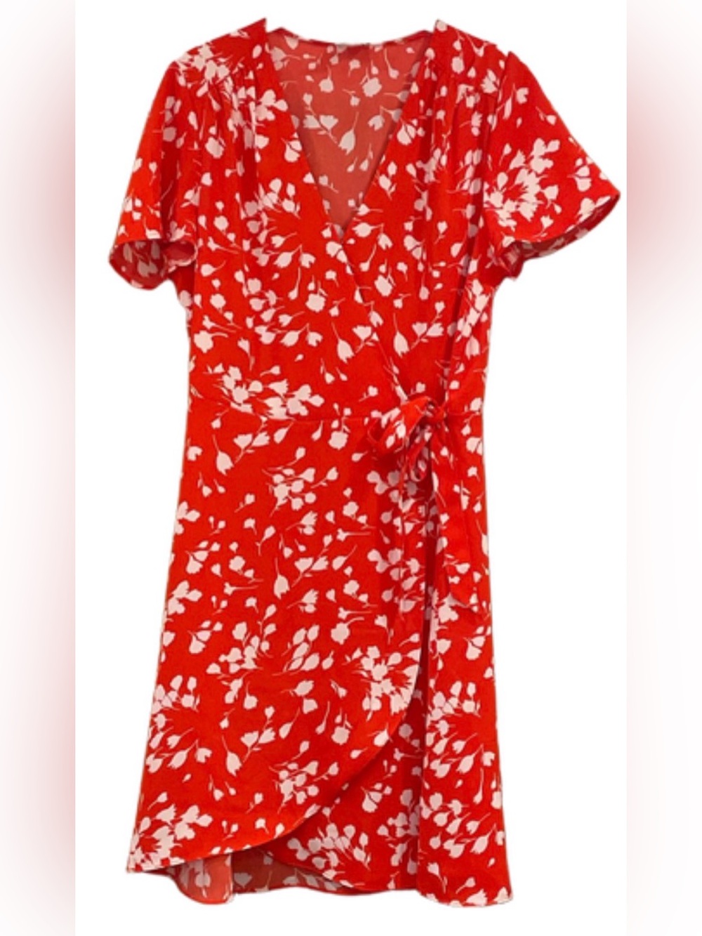 J. Crew Red and White Floral Wrap Dress for women